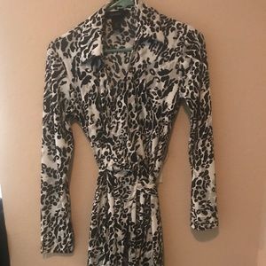 Express wrap dress black, white and gray